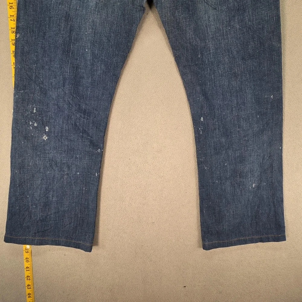 Levis Jeans Mens Selvedge Blue Med‎ Wash Straight Paint Splatter Fits 31x26